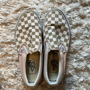 Vans Rare Tan Checkerboard Slides Women 7.5 Men 6